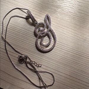 Stainless Steel and Crystal Initial “S” necklace, adjustable